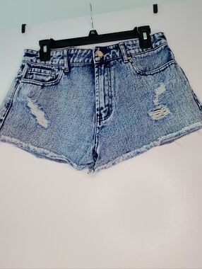 Forever 21 Light Blue Distressed Denim Shorts
